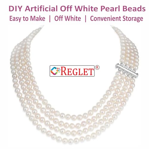 Image of 1600 Pcs Off White Beads for Bracelet Making Kit - 6 mm - Beads for Jewellery Making Kit - Pearls for Craft - 200g