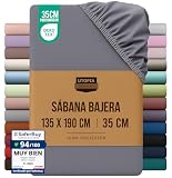 Utopia Bedding Sabana Bajera 135x190 - Gris - Certificado Oeko Tex - Bolsillo Profundo - Microfibra Cepillada (Cama 135)