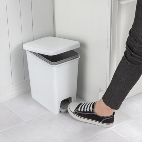 Caneca de basura rectangular con pedal Sterilite 2.7 gal blanca 8 unidades miniatura 5