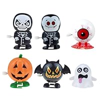 AYNKH 6 Pack Halloween Wind Up Toy, Party Toys Set Funny Jumping Novelty Toys for Kids, Pumpkin Skull Ghost