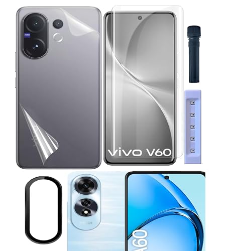 Image of Tempered Glass Screen Protector Compatible for Vivo V60 5G | Front And Back Screen Guard With camera lens protector (V60 5G, Combo)