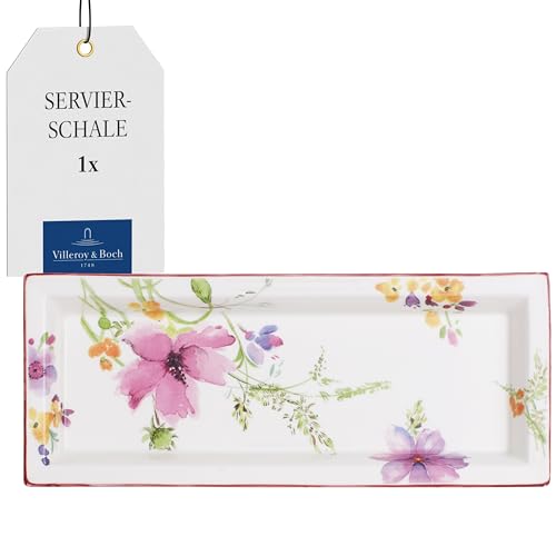 Villeroy & Boch - Mariefleur Schale Bunt, Spülmaschinenfest, Mikrowellensicher, Servierschale, Tablett Rechteckig, Snackteller, Serviertablett, Geschirr, Premium Porzellan