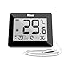 Produktbild MEBUS digitales Thermometer Innen und Außen mit kabelgebundenem Außensensor, Uhrzeit, Min/Max-Werte, Farbe: Schwarz, Modell: 48432