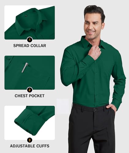 ZITY Men's Dress Shirts Solid Long Sleeve Business Casual Button Down Shirts4