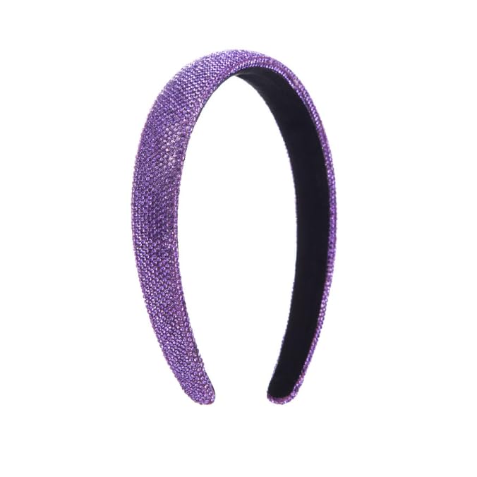 1 PCS Rhinestone Headband Glitter Non-Slip Wide Headband, Solid Hair Band Fashion Hair Accessories for Women Girls(Purple)