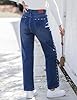 luvamia Trendy High Waisted Womens Wide Leg Jeans Side Studded Embellished Distressed Stretch Jeans for Women Concert Outfits for Women 2025 Denim Pants Nightfall Blue Large US Size 12-14 #2