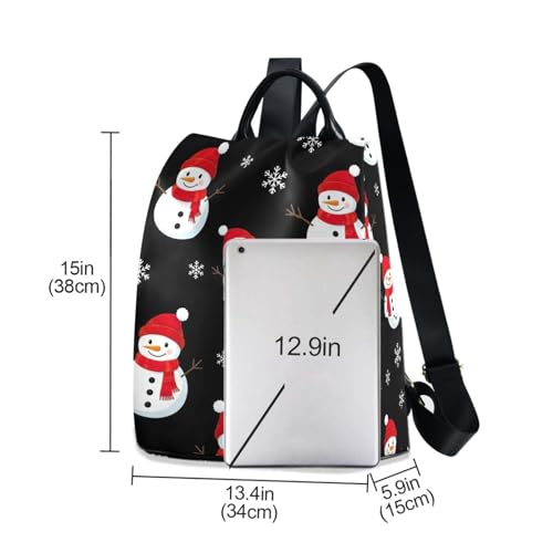 Mochila negra de mujer con muñecos de nieve para proteger tus pertenencias con comodidad 3