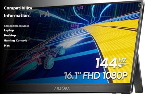 undefined ARZOPA 16.1'' 144Hz Portable Gaming Monitor, 106% sRGB 1080P FHD Kickstand Portable Monitor with HDR, Ultra Slim, Eye Care, External Second Screen for Laptop, PC, PS5, Mac, Xbox-Z1FC の商品画像 2