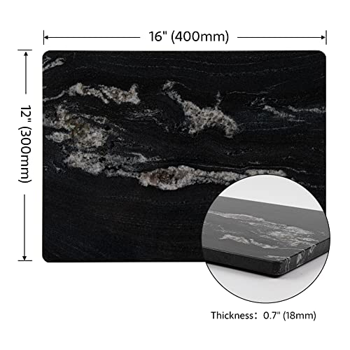 Adolif Natural Black Marble Pastry And Cutting Board, 16X12 Inch With Non Slip Feets, Heavy For Keep The Dough Cool And Chocolate Tempering, Pack Of 1 #TOP2