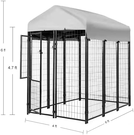 Black Welded Wire Kennel Kit for Dogs, 72" L X 48" W X 72" H