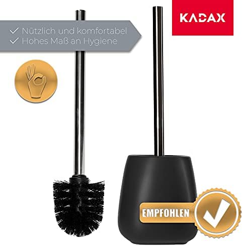 KADAX Toilet Brush with container, 36 x 12 cm, Toilet Brush with long Handle, Ceramic Toilet Brush, Bathroom Brush and Holder, Cleaning WC Brush (Black 2)