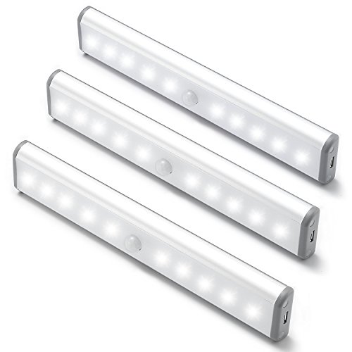 MOSTON Rechargeable Closet Light 20LED , Homelife Motion Sensor LED Lights Under Cabinet Stick on Anywhere with Built-in Magnetic 3 Pack