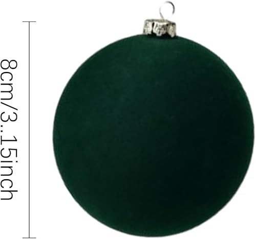 Miniatura 6 de Esferas de terciopelo para decoración de árbol de Navidad, 12 piezas de adornos flocados para árbol de Navidad, adornos colgantes para decoración de