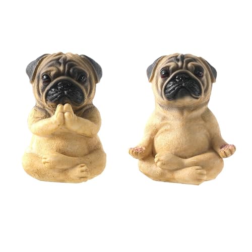 OTDOGUO Estatua Pug para DecoracióN del Hogar,Estatuilla de Pug Sentad...