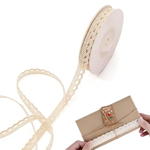 GHPKOTW 1 Rollo De Cinta De Encaje, Cinta De Encaje De Algodón Con Diseño De Flores Y Calados, Para Manualidades, Costura, Decoración De Ropa, Accesorios Para El Cabello Y Bordes