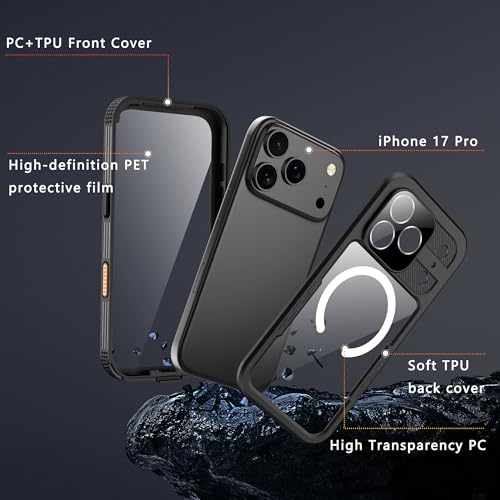 GOLDJU Magnetic for iPhone 17 Pro Case, Waterproof, Black - image 6