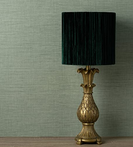 GAULAN 681992 - Papel pintado liso de fibras vegetales en tonos verdes efecto nacarado para pared salón dormitorio pasillo comedor - Rollo de 10 m x 0,52 m