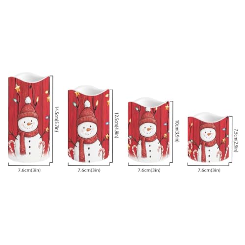 Image of Christmas Snowman Color Changing Flameless LED Candles Set of 4