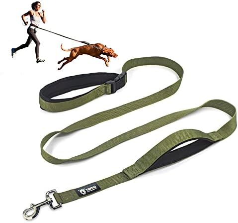 TSPRO Hands Free Dog Leash Adjustable Walking Running Dog Leash with Control Safety Padded Handle and Heavy Duty Clasp for Small Medium Large Dogs(Green)