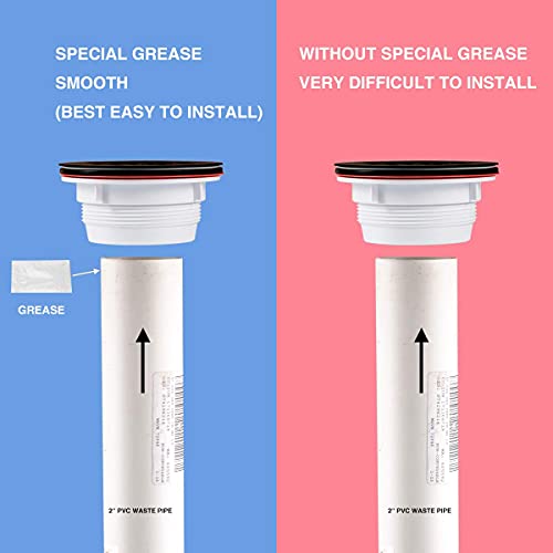 Shower Base Drain And 4-1/4 Matte Black Drain Cover With Lubricant Fit 2" Waste Pipe Easy To Install #TOP2