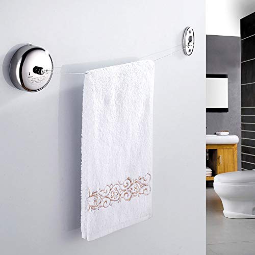 Image of LAFILLETTE Retractable Stainless Steel Clothesline, Clothes Line Dryer with Adjustable Nylon Rope String for Hanging Drying Bathroom, Laundry, Hotel, Indoor & Outdoor (Round), 1 Count, Silver