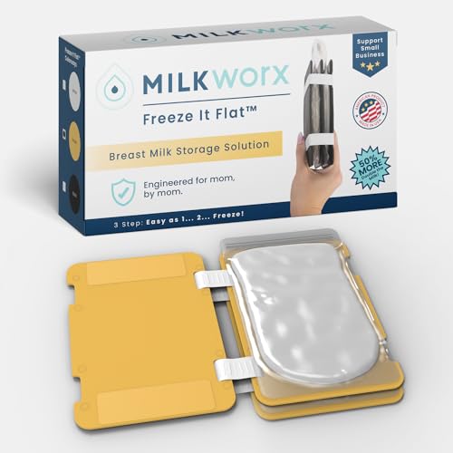 Image of MILKWORX Freeze It Flat Breastmilk Freezer Storage System - Space-Saving Organizer for Breast Milk Storage Bags - Freezer Organization Made in USA (Yellow, Double 1-pk)