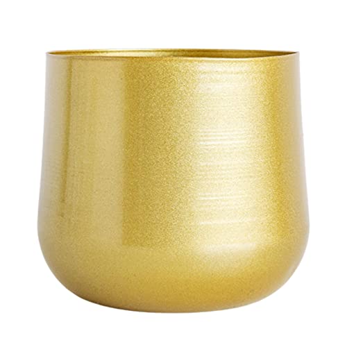 ZMKY Gold Pflanztopf - Gold Pflanzgefäß Metall Dekorativer runder Blumentopf mit Ablaufloch geeignet für Garten Terrasse Innenbereich