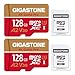 Price comparison product image [5-Yrs Free Data Recovery] Gigastone 128GB 2-Pack Micro SD Card, 4K Game Pro, MicroSDXC Memory Card for Nintendo-Switch 1, GoPro, Camera, DJI, UHD Video, R/W up to 100/50MB/s, UHS-I U3 A2 V30 C10