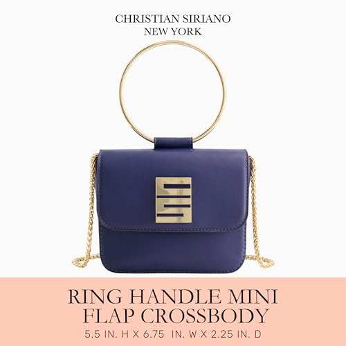 Image of Christian Siriano New York Women's Crossbody Bag Purse, Mini Flap Shoulder Handbag with Ring Handle and Chain Strap