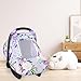 CARUILI Car Seat Cover Baby Girl, Warm Winter Carseat Cover for Baby, Purple Floral Infant Car Seat Canopy with Peep Window, for Protecting Baby from Wind & Sun, Kick-Proof & Windproof