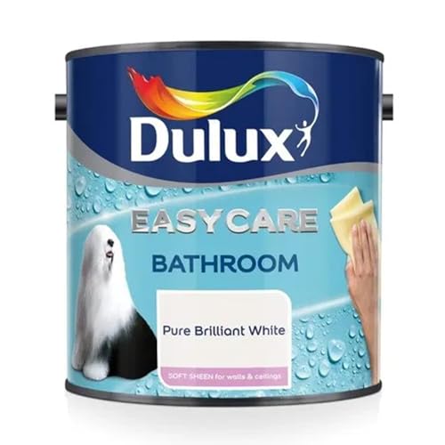 HOCHSTE® Pure Brilliant White Paint, Quick Drying Formula, Long-Lasting Performance, Durability & non-yellowing, Interior and Exterior Use, Stain-resistant, Multi-surface use, (EasyCare Bathroom, 1L)