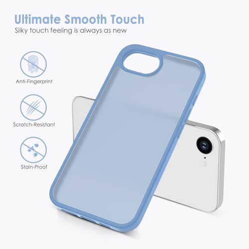 Image of TENOC Phone Case Compatible with iPhone SE (2nd 2020 and 3rd 2022 Generation) & iPhone 7 & iPhone 8, Sierra Blue Case Translucent Protective Bumper Matte Hard Back Cover for 4.7 Inch