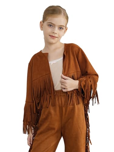 Girls Boys Long Sleeve Open Front Fringed Cowboy Cowgirl Jacket Coat for Kids Western Party Dress Up2
