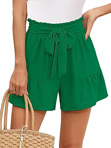 Heymoments Women's Wide Leg Shorts Lightweight High Waisted Adjustable Tie Knot Loose Summer Cute Trousers