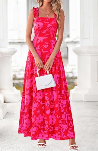 Image of BTFBM Dresses for Women Summer 2026 Formal Sleeveless Smocked Floral Long Wedding Guest Dress Party Spring