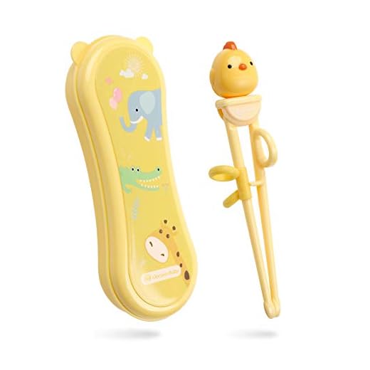 Goryeo Baby Training Chopsticks for Kids - Use Completely Harmless Material - Anti-dislocation Buckle Design - Includes Portable Box (Yellow)