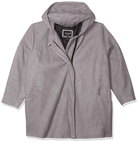Jason Maxwell Women's Plus-Size Zip Down Hooded Wool Jacket, Heather Grey, 3X