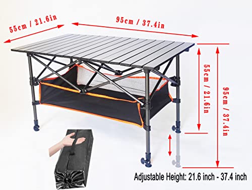 Itta Top Aluminum Folding Camping Table Lightweight Outdoor Roll Up Camping Picnic Bbq Desk Laptop Banquet Table With Storage Bag- Adjustable The Height Of Any Leg #TOP2