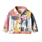 Bebé Niño Niña Chaqueta Vaquera de Mezclilla Moda Botone Abrigo Cazadora Vaquera de Manga Larga Chaqueta de Jean Rasgado Vaquero Ropa de Calle de Otoño Invierno Outwear Sobretodo Naranja 12-18 Meses