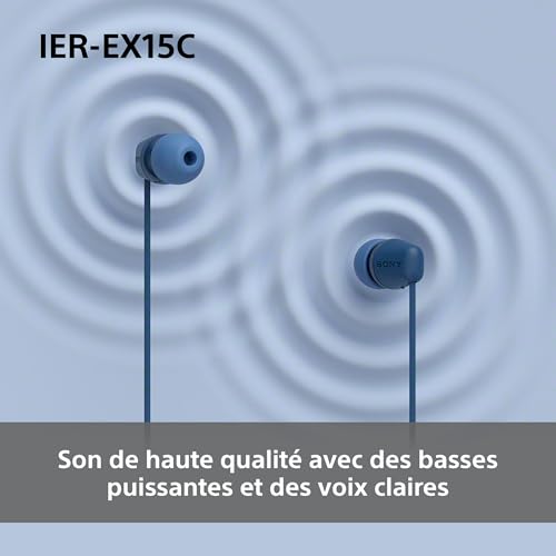 Sony IER-EX15C avec Micro – Écouteurs filaires USB-C pour Android, iPhone, Ordinateur Portable et PC – Câble Anti-enchevêtrement – Parfaits pour Les Voyages et Une Utilisation Quotidienne – Noir