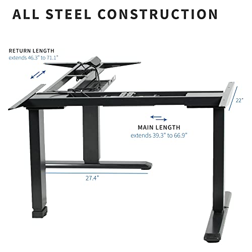 VIVO Electric Motor Sit Standing Height Adjustable Corner 3 Leg Desk Frame, Frame Only, Sit Stand Ergonomic L Frame, DESK-V133E - Thumbnail 7
