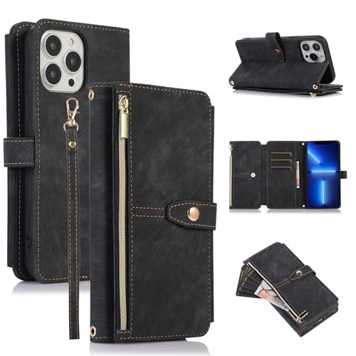 Étui portefeuille pour iPhone 16 Pro avec porte-carte femme en cuir