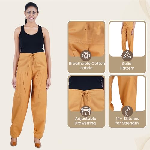 Image of Happy Bunny Salwar Pant for Women, Fine Cotton Ethnic Trousers with Drawstring Waist, Comfortable Daily, Office & Casual Wear Bottoms