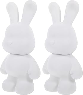 Zerodeko Piggy Banks Ceramic Piggy Bank 2pcs White Blank Piggy Bank Bunny Rabbit Coin Bank Unfinished Money Bank Unbreakable Money Saving Jar Pot for Kids Adults DIY Painting Piggy Banks Bunny Decor