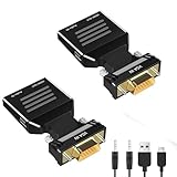 Remarques importantes : ce convertisseur VGA vers HDMI fonctionne activement uniquement de VGA (analogique) vers HDMI (numérique) et non dans la direction inverse. Un câble HDMI (non inclus) est nécessaire. Le câble USB doit être connecté à un port USB d'ordinateur 5 V 2 A ou à un adaptateur secteur 5 V 1 A.