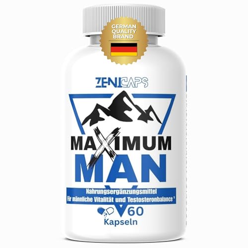 ZENICAPS MAXIMUM MAN Original | Für aktive Männer mit Zink für den Testosteronspiegel* | Einfache Anwendung | mit L-Arginin Tribulus Terrestris Maca Ashwaganda