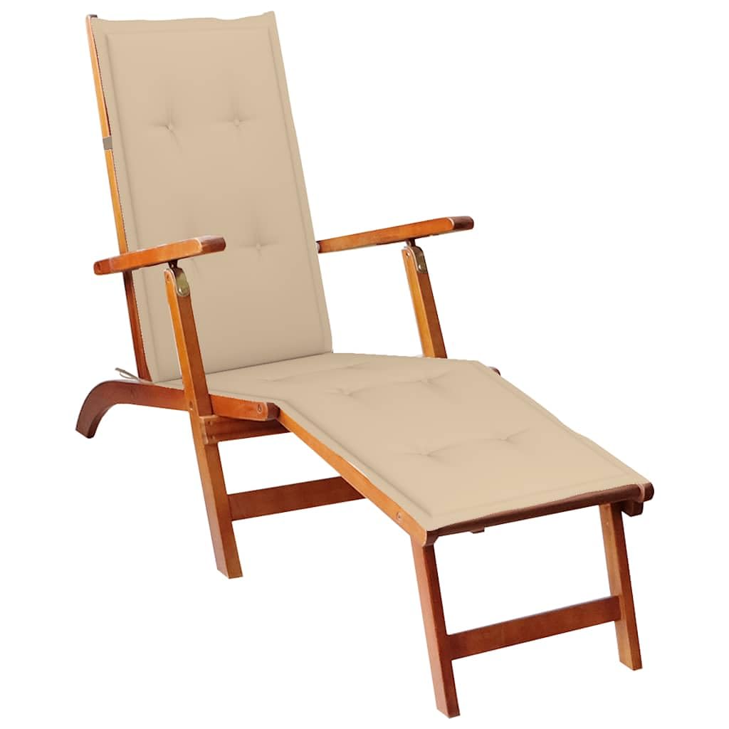Tumbona de madera maciza de acacia con reposapiés y soporte, 3 posiciones, plegable, resistente a la intemperie, para jardín, terraza, balcón, piscina, al aire libre para relajarse y
