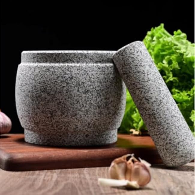 QUQUQ Mortar and Pestle Set Grinder Stone Mortar Kitchen Utensils Household Garlic Masher Pestle Set Seasoning Spice Tools