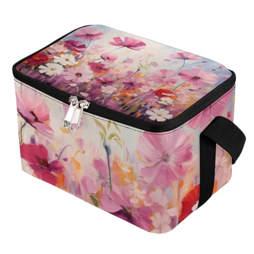 GzLeyigou Lunch Bags for Women Men 9 Cans,Flowers Hot & Cold Food Delivery Bag Insulated Grocery Bag Insulated Lunch Box Botanical Floral Cooler Bag for Office Work Picnic Beach