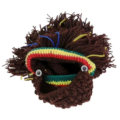 Image of Funny Rasta Wig Beard Hats Knitted Jamaican Rasta Beanie Hat with Dreadlocks Christmas Halloween for Men Women